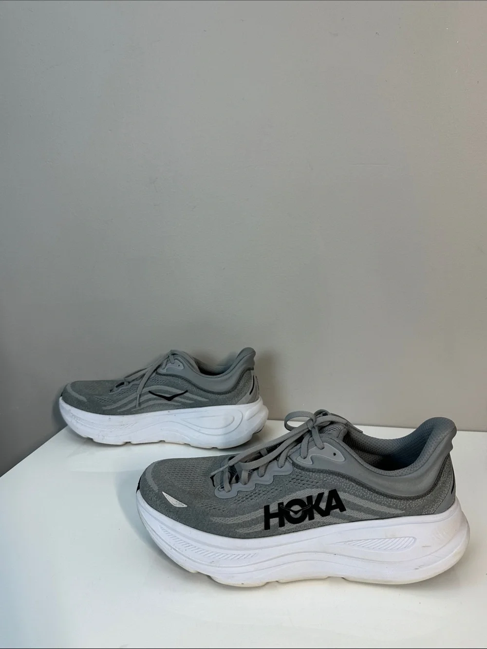 Hoka Mens Bondi 9 Running Sneakers Galactic Grey Stellar Gray Size 12.5D